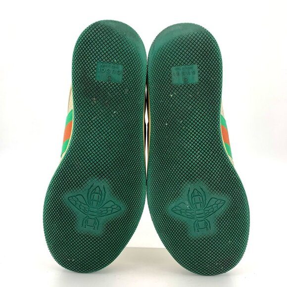 Gucci Screener Sneakers 36.5 Butter Green Canvas & Leather With GG Enamel Design - Picture 7 of 9